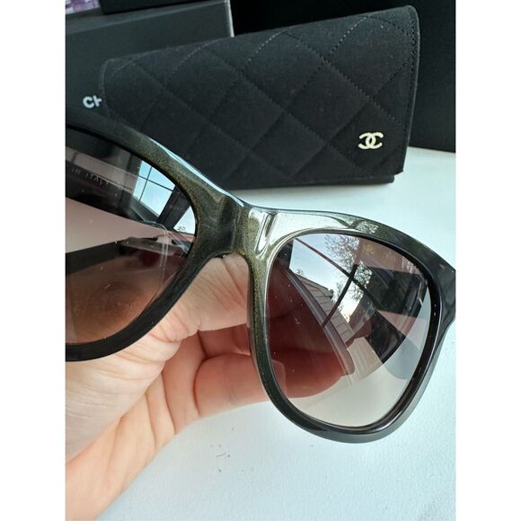 NWT Chanel Acetate Polarized Square CC Sunglasses 5380 Black OS $415 - Picture 10 of 11